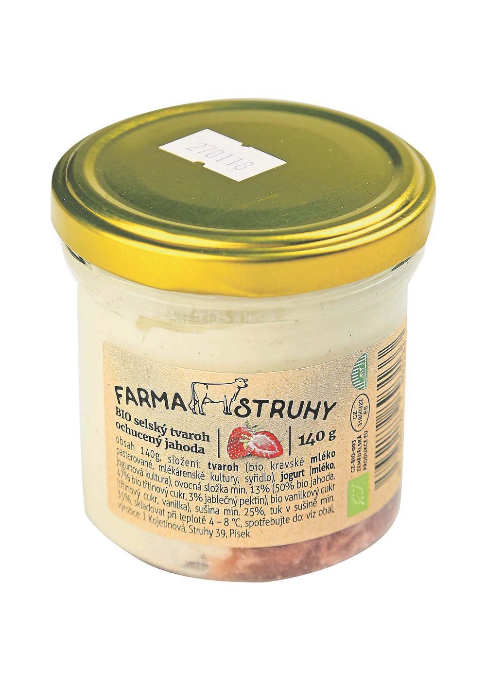 Farma Struhy Bio selský tvaroh ochucený jahoda