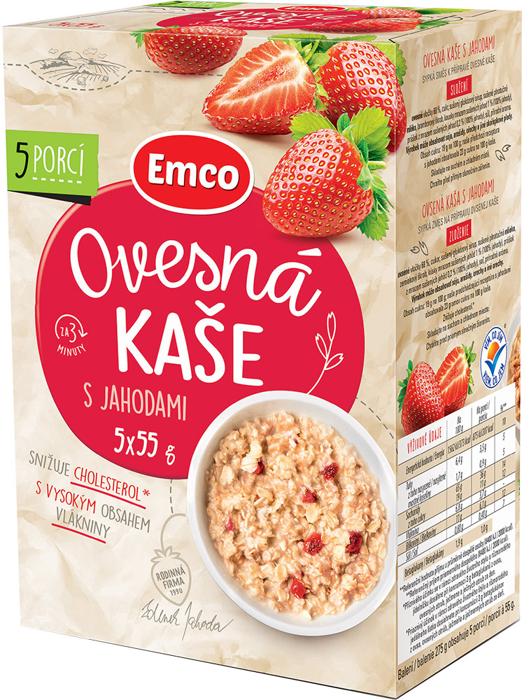 Ovesná kaše s jahodami 5 x 55 g