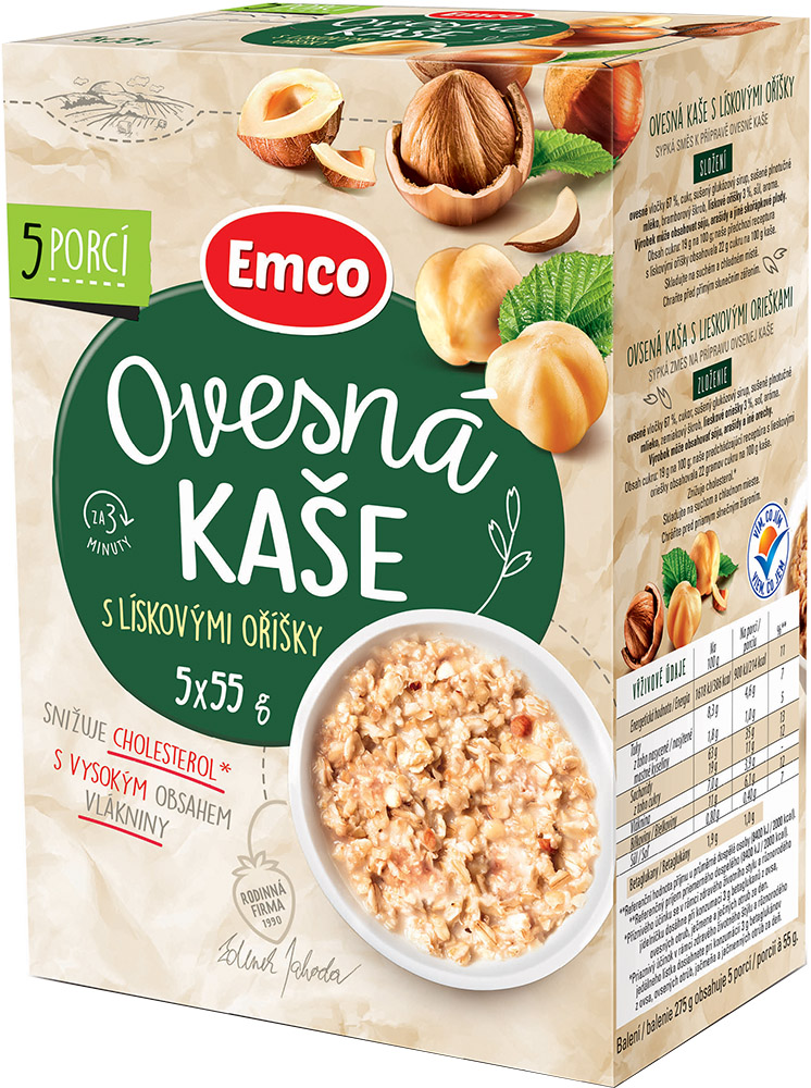 Ovesná kaše s lískovými oříšky 5 x 55 g